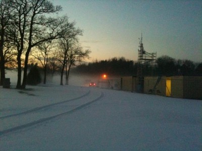 New fallen snow covers the site, set up outside of London, to track the urban plume.