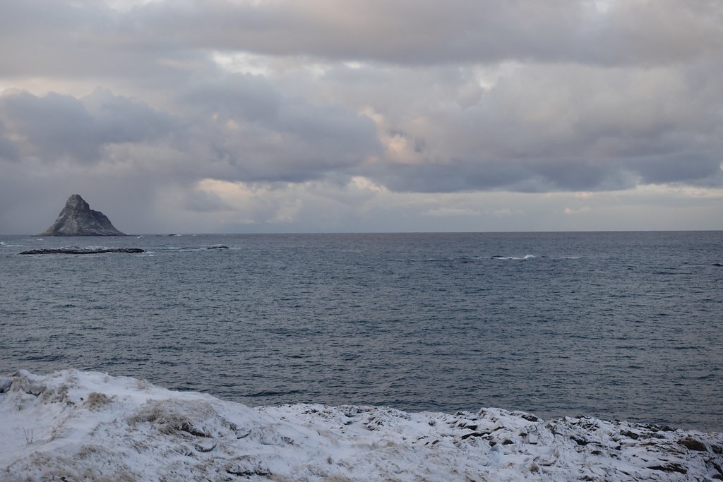 Looking seaward from the Norwegian island of Andøya, near the site of the chief instrument platform during the Cold-Air Outbreaks in the Marine Boundary Layer Experiment (COMBLE). 