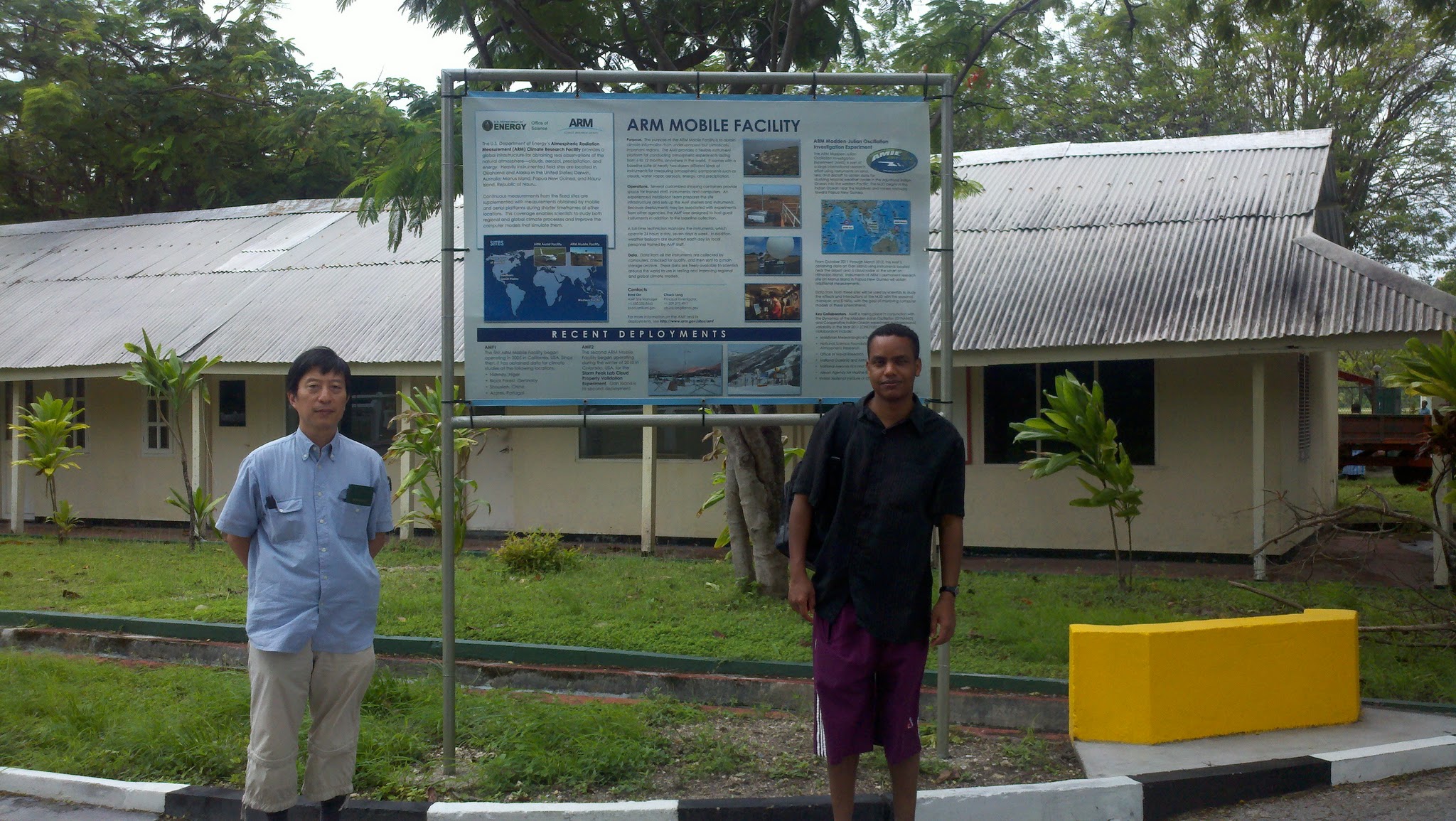 During the 2011──2012 Dynamics of the MJO / Atmospheric Radiation Measurement (ARM) MJO Investigation Experiment (DYNAMO/AMIE) field experiment in the Maldives, Hagos (right) posed with colleague Biao Geng from the Japan Agency for Marine-Earth Science and Technology (JAMTEC). Photo is courtesy of Hagos.