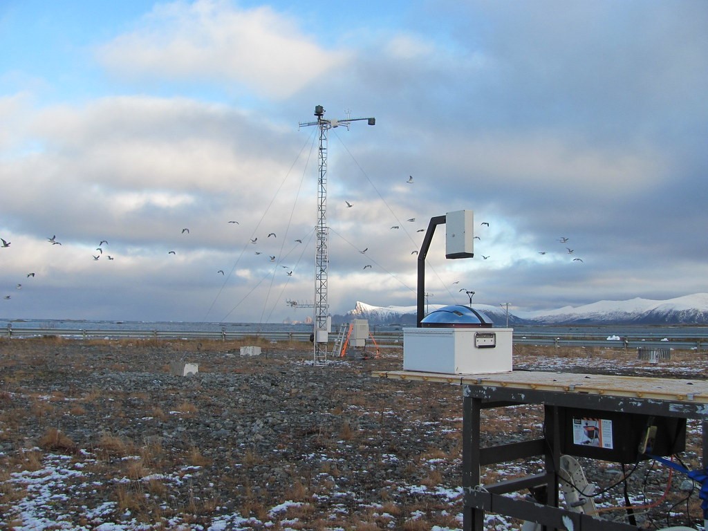 A Total Sky Imager perches near AMF1 at COMBLE’s main observatory on Andøya. 