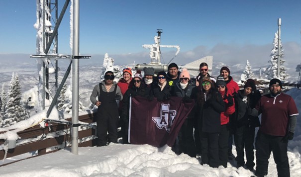 Brooks poses with a group of TAMU students she brought to Storm Peak Laboratory in Steamboat Springs, Colorado, in 2023. Photo is courtesy of Brooks.