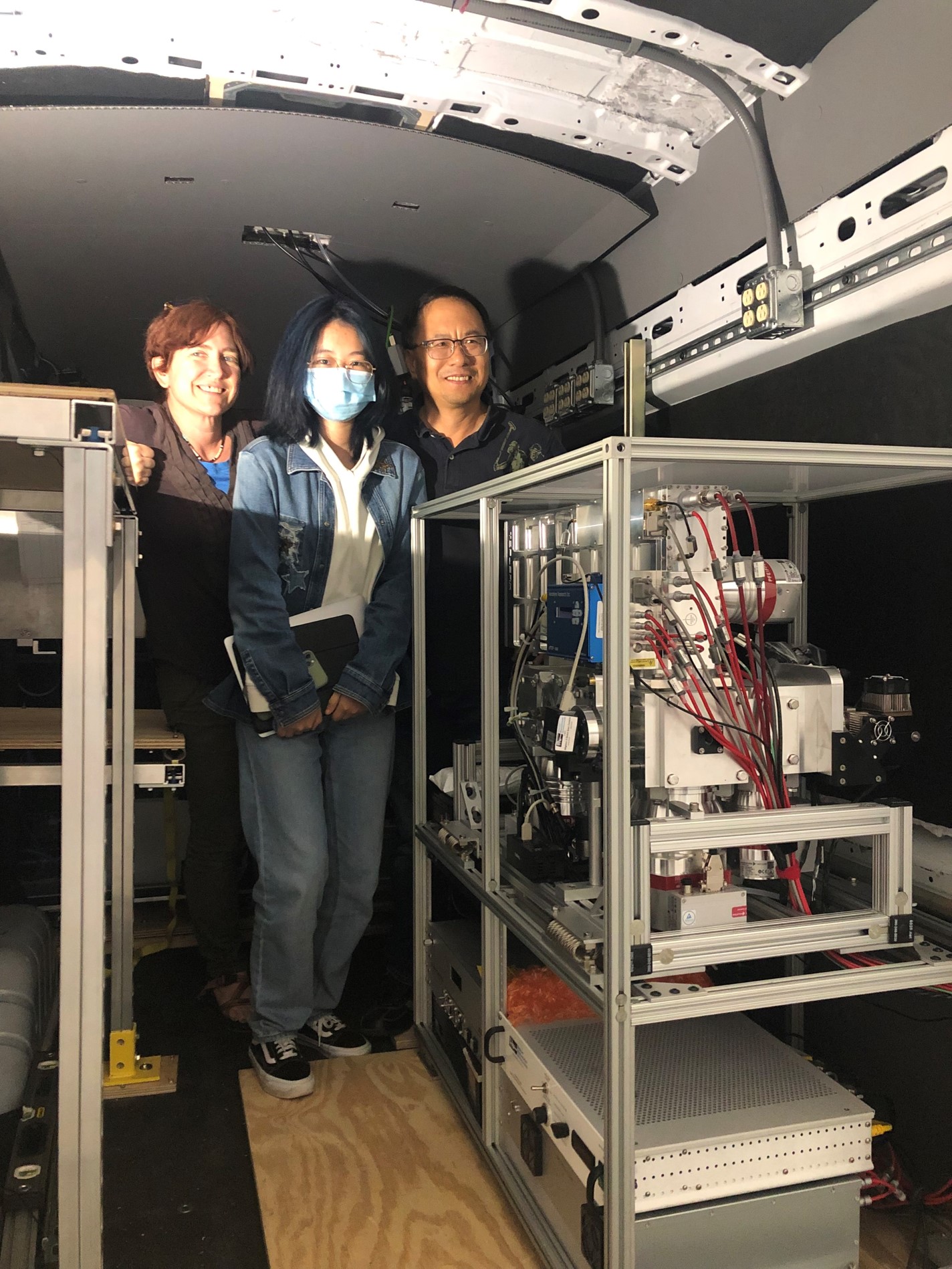 Brooks recently led a campaign investigating ice-nucleating particles around Houston, Texas. The campaign was related to ARM’s TRacking Aerosol Convection interactions ExpeRiment (TRACER). Here she poses with members of her research group in the van that housed the instruments. Photo is courtesy of Brooks.