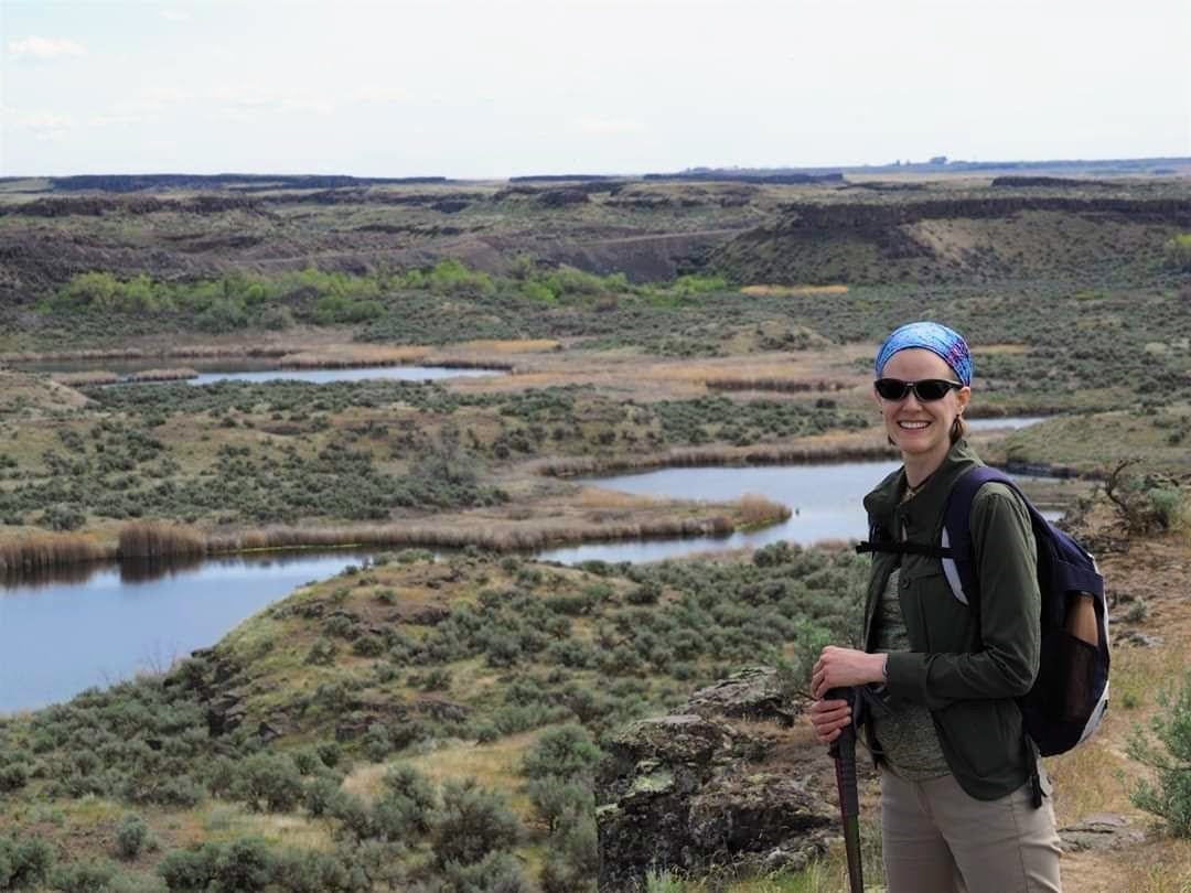 Susannah Burrows keeps a busy professional schedule but enjoys hiking. Here she is pictured at the Columbia National Wildlife Refuge in Washington state. 