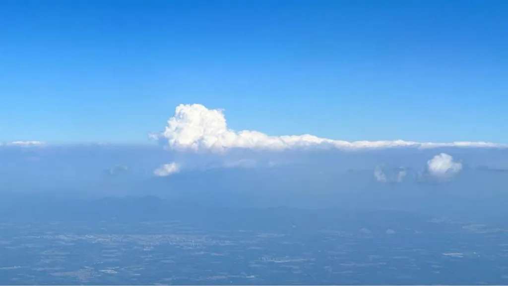 A layer of cumulus clouds hangs at the top of the planetary boundary layer in the vicinity of Beijing in August 2023. 
