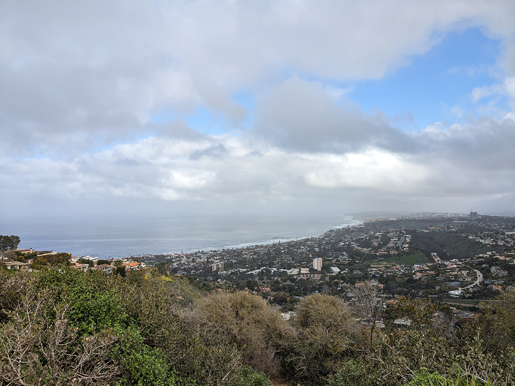 During both IOPs, researchers had the good luck of getting more clouds to observe than usually appear in La Jolla. This is a view from EPCAPE’s instrumented site on Mount Soledad. Photo is by Markus Petters, University of California, Riverside.