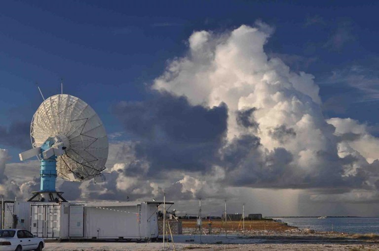 Ahmed spent 45 days on Addu Atoll in the Maldives as a first-year doctoral student at Texas A&M as part of the AMIE/DYNAMO joint field campaigns. Pictured is one of the primary radar sites. 