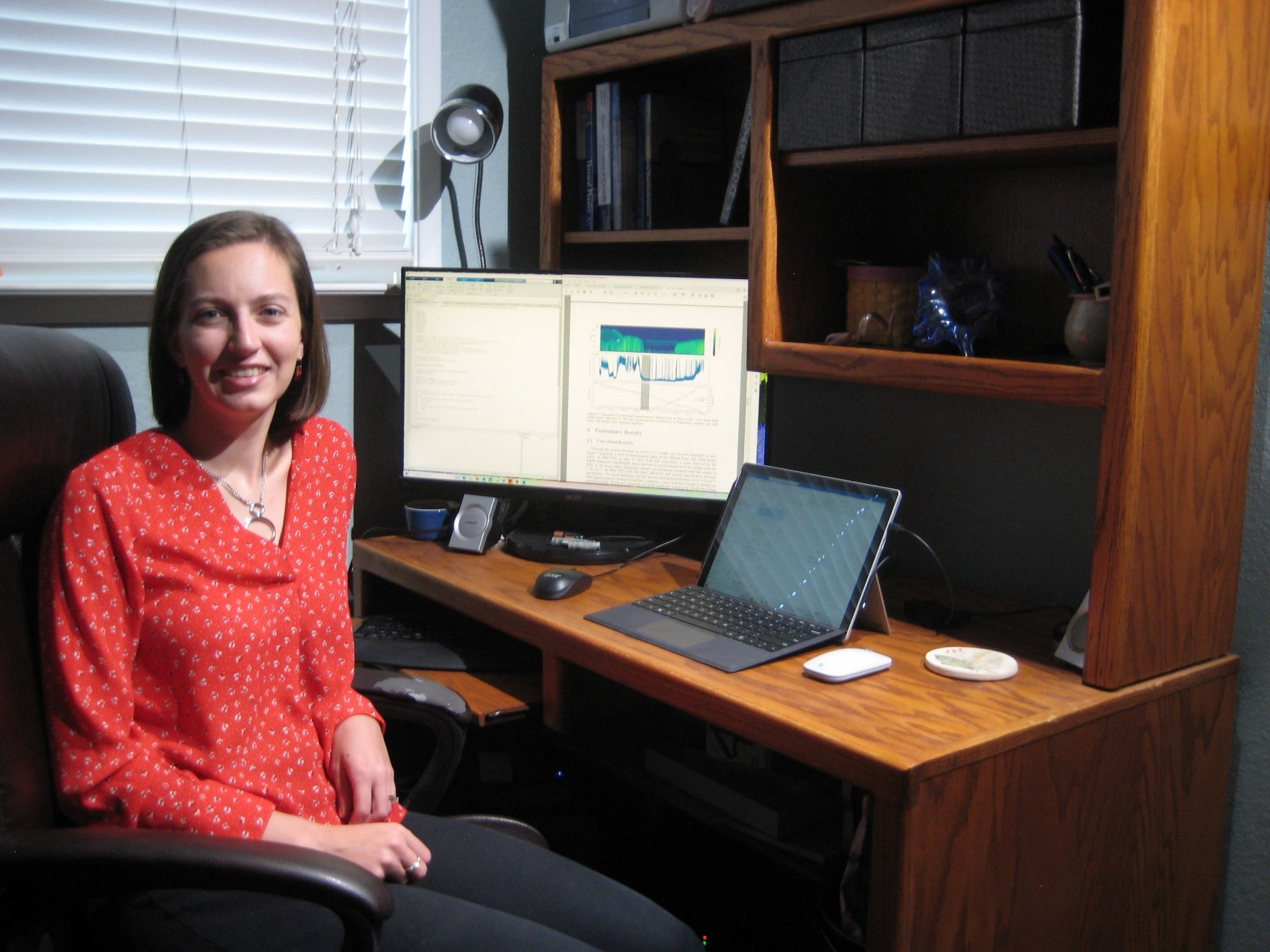 University of California, Davis, atmospheric scientist Adele Igel, busy on an ASR project on clouds in the Arctic, pauses in her Davis, California, home office. 