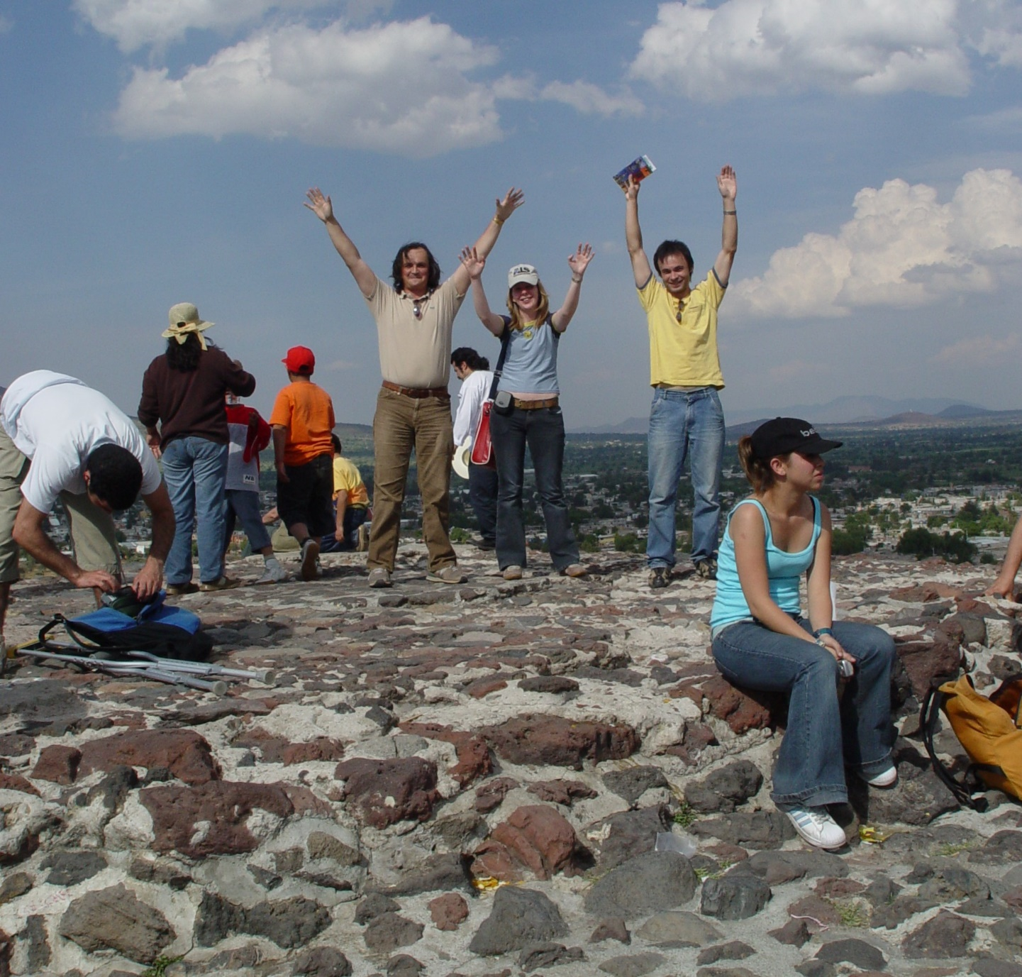 In this 2006 photo, Laskin (center, in beige shirt) joins international colleagues on a hike to climb the Teotihuacan pyramid in Mexico, during The Megacity Initiative: Local and Global Research Observations (MILAGRO) field campaign. Photo is courtesy of Laskin. 