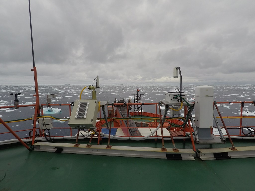 A view of the Southern Ocean from the deck of an instrumented cargo ship during the 2017―2018 Measurements of Aerosols, Radiation, and Clouds over the Southern Ocean (MARCUS) field campaign. ARM instruments captured the variability in aerosol and cloud properties from spring to autumn. 