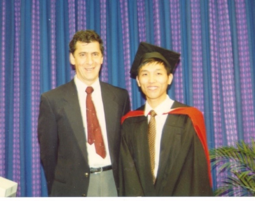 A snapshot of Zhanqing Li, right, on the day in 1991 he received his PhD from McGill University in Montreal, Canada. Next to him is his PhD advisor Henry Leighton. 