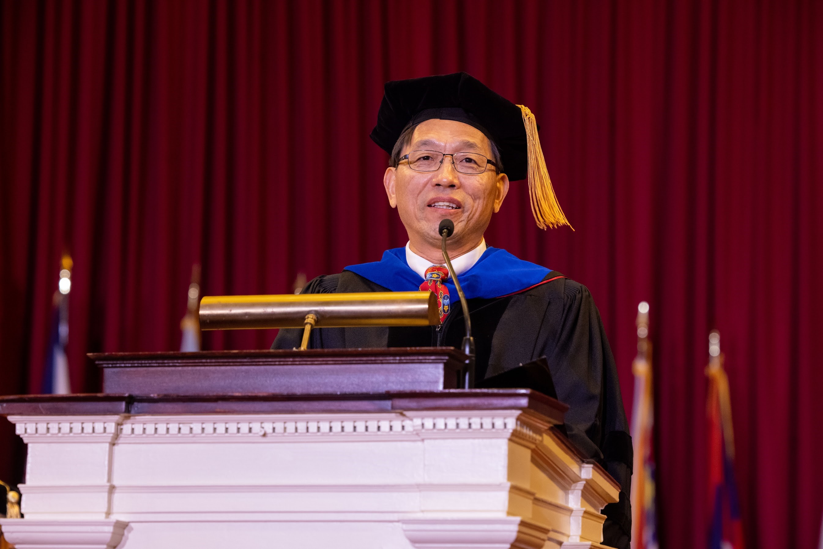 Zhanqing Li speaks at the ceremony in which he was awarded the University of Maryland’s highest academic honor—Distinguished University Professor. Photo courtesy of Zhanqing Li.