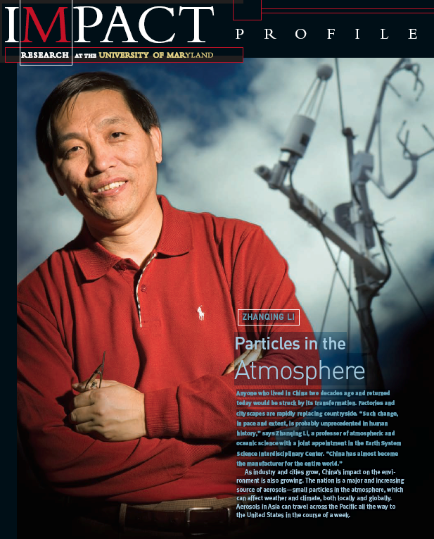 In 2009, Zhanqing Li was featured as a top researcher by his university, where he remains a prolific author, researcher, mentor, and intellectual force in the Earth sciences. 