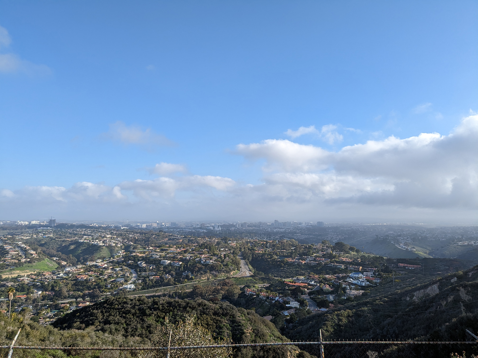 In this 2023 photo from atop Mt. Soledad in La Jolla, California, coastal stratocumulus clouds gather over the distant Pacific Ocean in the course of cloud-chemistry research Petters conducted during ARM’s Eastern Pacific Cloud Aerosol Precipitation Experiment (EPCAPE). 