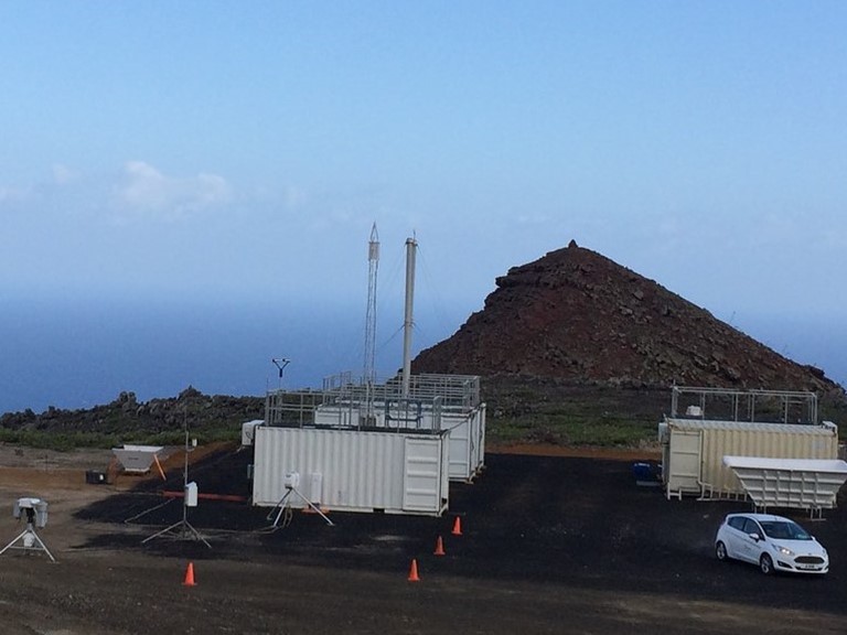 ARM’s AMF1 mobile observatory, which will provide EPCAPE’s core instrumentation, hugs the ocean coast of remote Ascension Island in the South Atlantic Ocean during the 2016―2017 Layered Atlantic Smoke Interactions with Clouds (LASIC) ARM field campaign. LASIC data on biogenic marine aerosols helped inform the science plan for EPCAPE. 