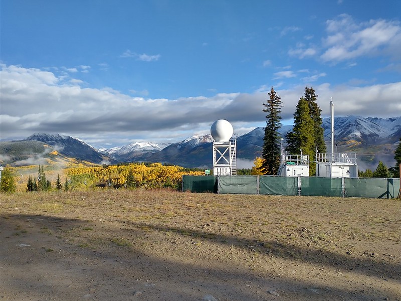 An ARM Aerosol Observing System and a Colorado State University X-band precipitation radar operated side by side on Crested Butte Mountain 