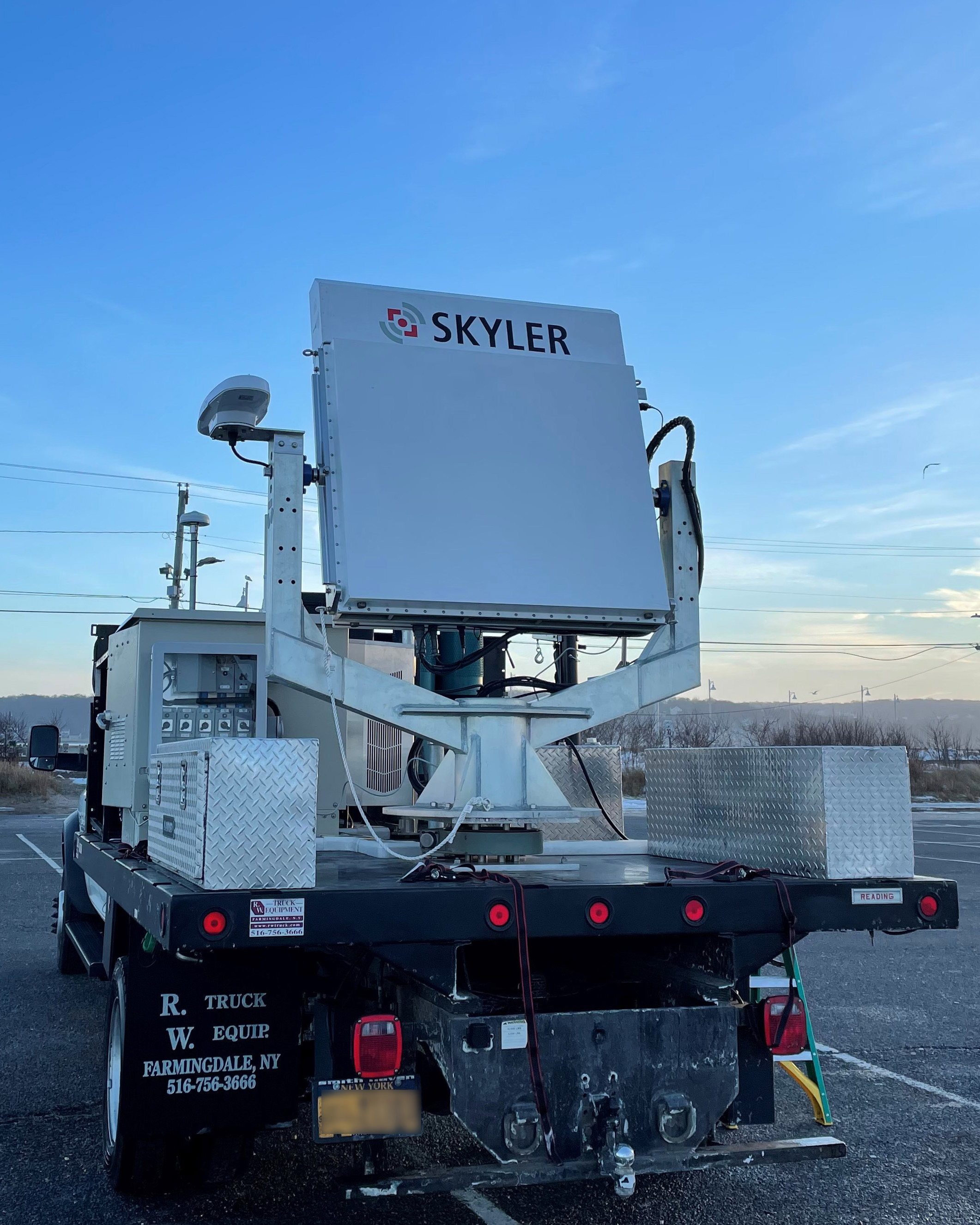 The ESCAPE project will use a mobile X-band dual-polarization phased array radar from Stony Brook University in New York. “Phased array” refers to the radar’s computerized assemblage of antennas, which create electronically steerable beams of radio waves. Photo is courtesy of ESCAPE principal investigator Pavlos Kollias, Stony Brook University/Brookhaven National Laboratory.