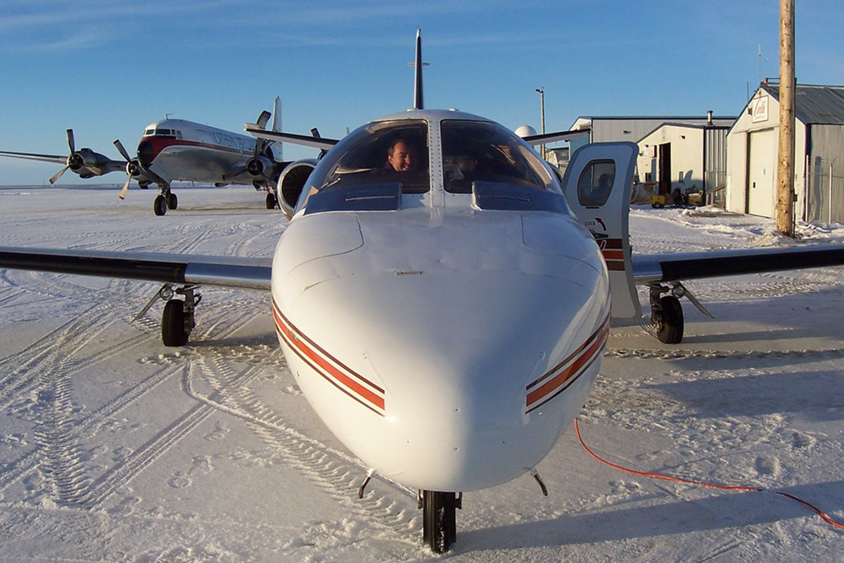 DeMott’s first ARM field campaign, the 2004 Mixed-Phase Arctic Cloud Experiment (M-PACE), took place in Alaska. He installed a continuous-flow diffusion chamber (CFDC) aboard the University of North Dakota’s Citation aircraft, pictured here.