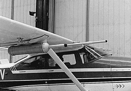 While a PhD student at the University of Manchester Institute of Science and Technology, Wood was a frequent flyer in his department’s single-engine Cessna 182. The plane’s instruments included a five-hole probe (above) designed to measure the wind vector relative to the aircraft.