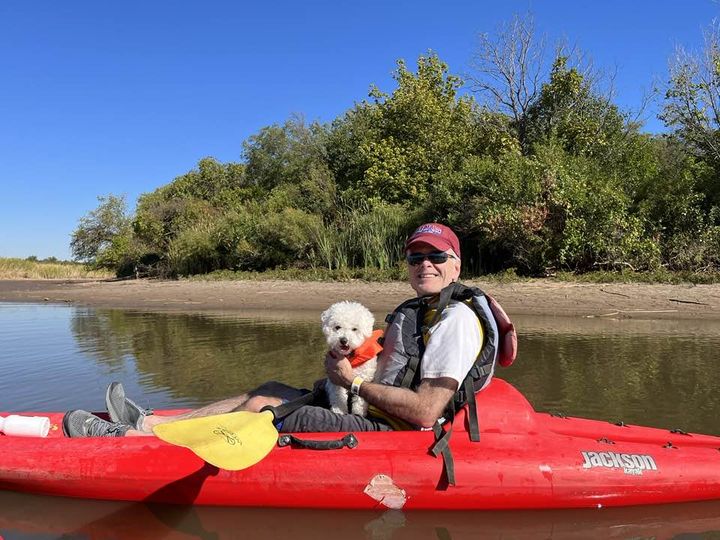 McFarquhar and and his dog, Mei Mei, enjoy some time away from research.