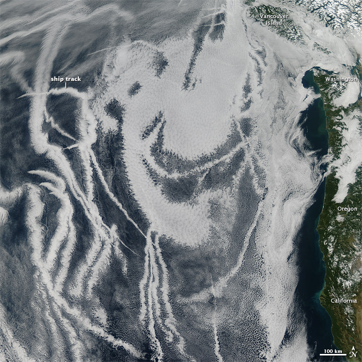 The cooling effects of stratocumulus cloud tracks formed by ship exhaust have been significantly overestimated according to a new paper. 